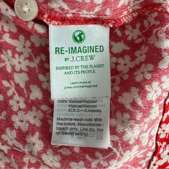 J Crew Red Floral Short Sleeve Blouse Size Small - Picture 8 of 9